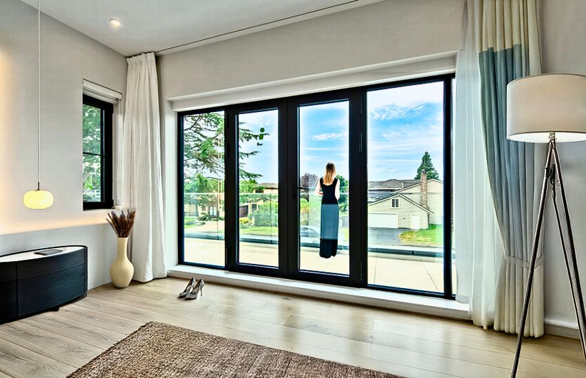 Langton Road residence. Triple-glazed Reynaers glazing from inside the living room.